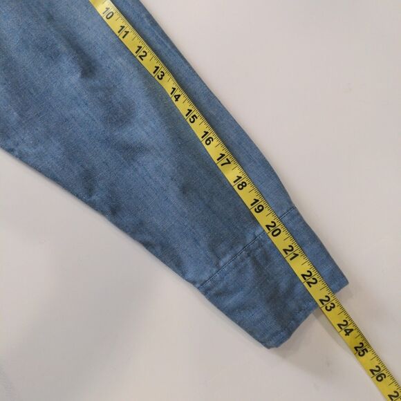 VTG Westerner Mens Denim Button Up LS Shirt Size XL Blue Embroidered Bull Rodeo - Picture 13 of 13